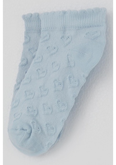 Defne Baby Kız Çocuk Patik Çorap Kalp Desenli 5-12 Yaş, Açık Mavi