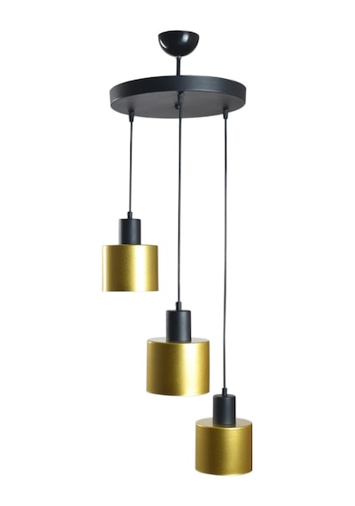 Teddy Özel Tasarım Modern Cafe Mutfak Salon Metal Siyah Gold 3 Lü Sarkıt Avize Diğer