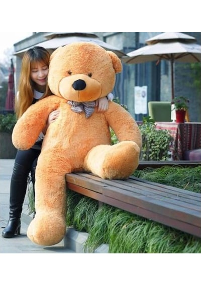 140 Cm Papyonlu Kahverengi Büyük Ayıcık Peluş Ayı (%100 Yerli)