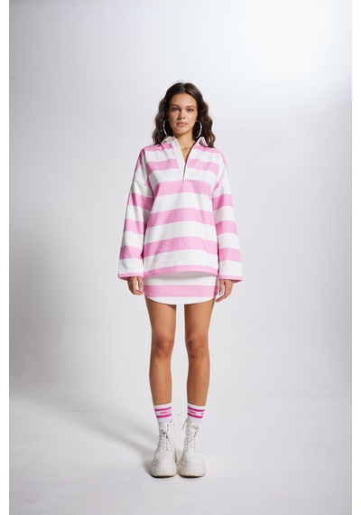 Holly Lolly Şardonlu 3 İplik Kumaş Logolu Fortune Sweatshirt Pembe