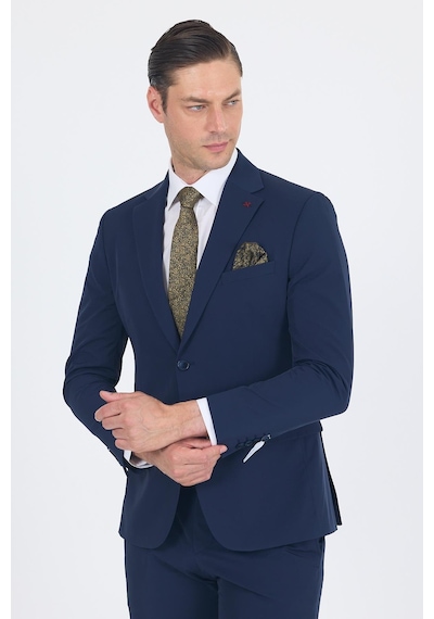 İmza Lacivert Mono Yaka Yarım Astar 6 Drop Slim Fit Beli Lastikli Takım Elbise 1001250121 Lacivert