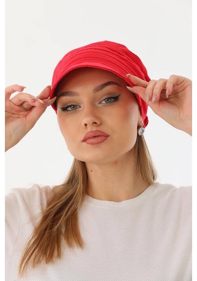 Elif İç Giyim Safari Bağlamalı Kırmızı Siperli Bandana Vizör Kırmızı