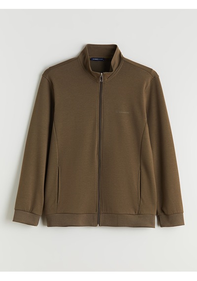 LC Waikiki Lc Waıkıkı Haki Rahat Kalıp Dik Yaka Erkek Fermuarlı Sweatshirt