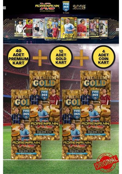 Panini Adrenalyn Fifa 365 - 2025 Premium Gold Card - Özel Futbolcu Kartları - 4 Paket