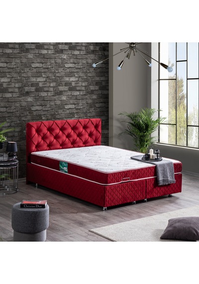 Setaymobilya Baza, Vita Çift Kişilik Bordo Baza + Başlık + Comfort Yatak