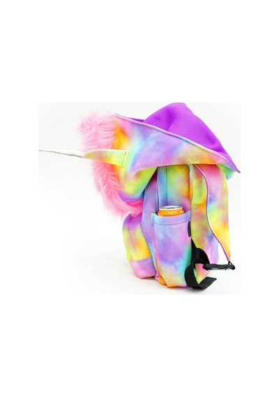 Unisex Çocuk Su Geçirmez Unicorn Tasarımlı Çıkarılabilir Kapüşonlu Sırt Çantası Çok Renkli