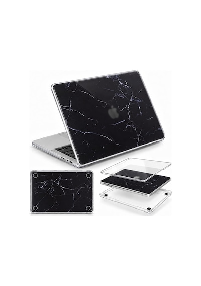 Macbook Uyumlu Air 13,6 İnç M2 M3 M4 M5 A2681 A3113 A3240 A3449 Kristal Şeffaf Sert Kılıf, Geometrik Mermer Desenli 3m Sticker Usb-c Adaptör Hediyeli Set Belirtilmemiş