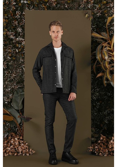 Efor G 1560 Slim Fit Siyah Klasik Gömlek Siyah