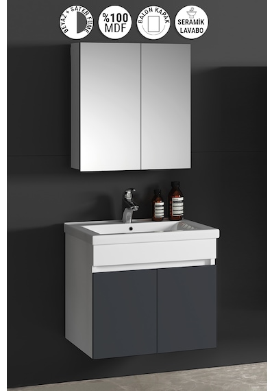 Çiğdem 65 Cm Beyaz-füme Balon Mdf Seramik Lavabolu Asma Banyo Dolabı Takımı Beyaz - Füme Çiğdem 65 Cm Beyaz-füme Balon Mdf Seramik Lavabolu Asma Banyo Dolabı Takımı Beyaz - Füme