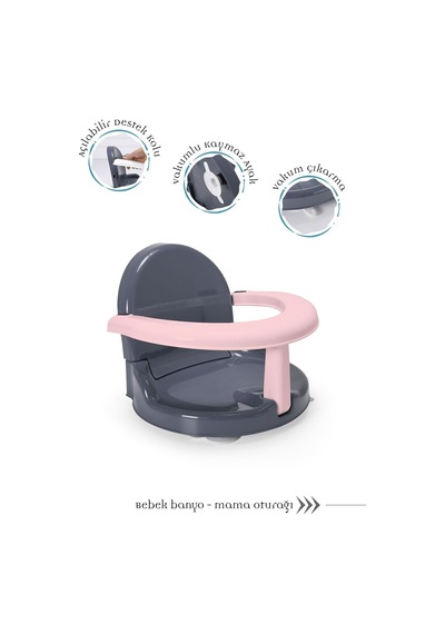 Perfecto Yandan Açılır Banyo & Mama Oturağı Pembe