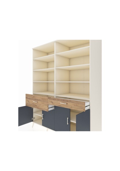 Kronos Gardrop 10 Raflı 2 Çekmeceli 4 Kapaklı 176x59x221 Aytaşı-antrasit/çam Antrasit/çam Kronos Gardrop 10 Raflı 2 Çekmeceli 4 Kapaklı 176x59x221 Aytaşı-antrasit/çam Antrasit/çam
