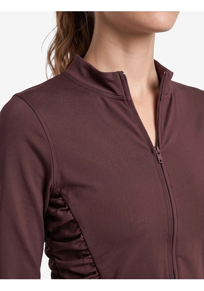 Koton Slim Fit İnterlok Büzgülü Dik Yaka Fermuarlı Uzun Kollu Spor Tişört Mürdüm 7wak10139nk 61x