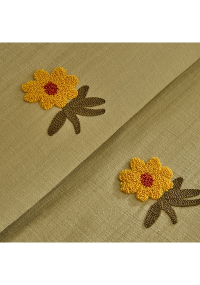 Karaca Home Sunflower %100 Pamuk Müslin Çift Kişilik Pike Takımı Adaçayı Adaçayı