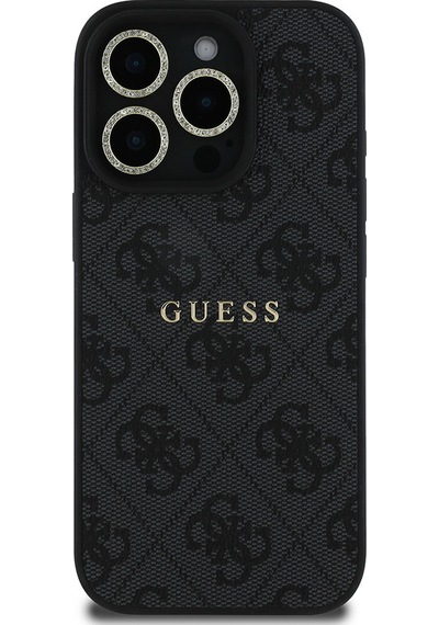 Apple iPhone 16 Pro Uyumlu Guess Lisanslı Kılıf + Ekran Koruyucu + Lens Koruyucu 3in1 Aksesuar Seti Siyah