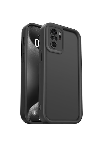 Fibaks Redmi Note 10/10s Uyumlu Kılıf Kamera Korumalı Yumuşak Dokulu Darbe Emici Siyah Silikon Kapak