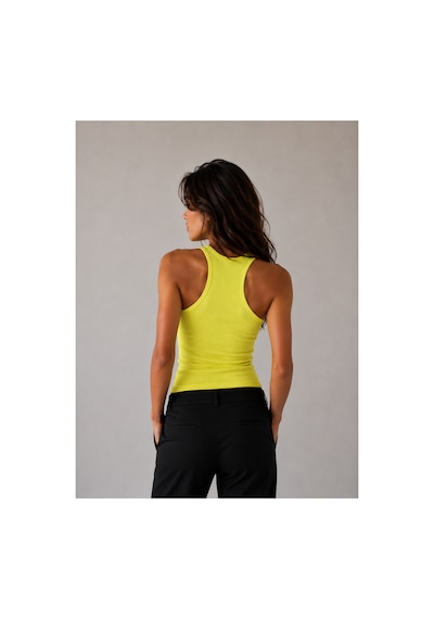 Parshey Kadın Slim Fit Halter Yaka Kolsuz Basic Atlet Body Sarı