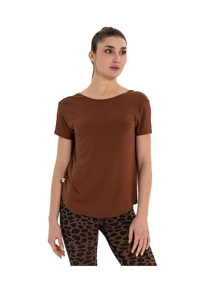 Inguz Sırt Detay Modal Yoga T-shirt Kahverengi