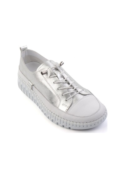 Lame Hakiki Deri Kadın Sneaker K01045250303 Gümüş