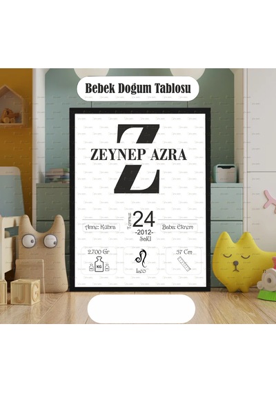 Bebek Doğum Anı Panosu Çerçeve Dahil Değildir A4 Kalın Kuşe
