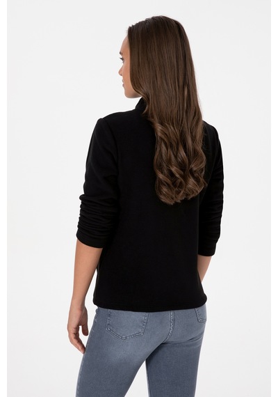 U.S. Polo Assn. Kadın Siyah Fermuarlı Dik Yaka Polar Sweatshirt 50316729-VR046