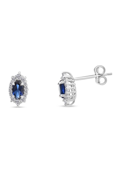 0.75 Karat Laboratuvar Pırlanta Safir Küpe - Hrd Sertifikalı