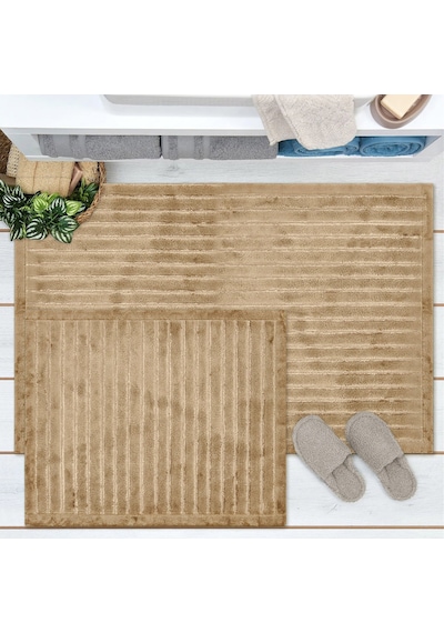 Soft Nuvo Banyo Paspası - Bej - 60x100 Cm + 50x60 Cm Renkli