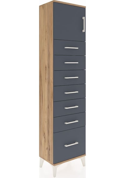Arges Dolap Tek Raflı 7 Çekmeceli Tek Kapaklı 44x30x182 Çam-antrasit Atlas Çam