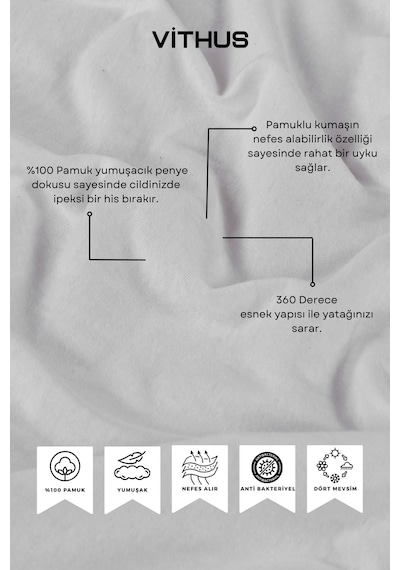 %100 Pamuk Penye Lastikli Çarşaf Tek Kişilik, Çift Kişilik Ve Battal Boy Beyaz