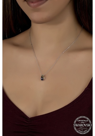 Union Swarovski Crystal Kadın Blue Drop Gümüş Kolye