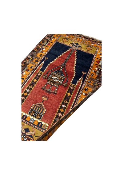 El Dokuma Antika Seccade 92x157 Kök Boya Yün Namazlık Sarı