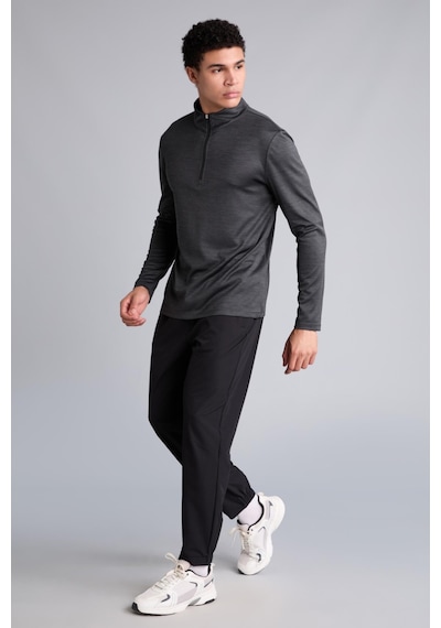 Defacto Slim Fit Dik Yaka Çabuk Kuruyan Nefes Alabilen Esnek Kumaş Fermuarlı Sporcu Uzun Kollu Body E9358ax26auar160 Antrasit-ar160