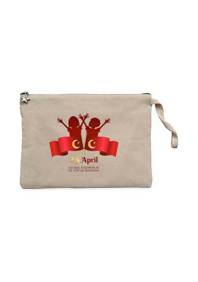 23 April Krem Clutch Astarlı Cüzdan / El Çantası