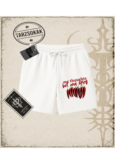 Tarzsokak Gotik & Grunge Streetwear Hot And Spıcy Unisex Şort Beyaz