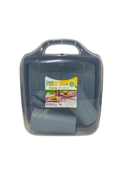 32 Parça 6 Kişilik Piknik Seti 5434 Pembe