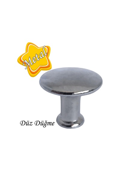 Düz Düğme Krom Kulp Mobilya Çekmece Dolap Kapak Kulbu Metal Kulp Aksesuarları Vidalı