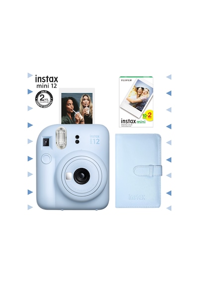Fujifilm Instax Mini 12 Fotoğraf Makinesi + 20'li Film + Laporta Albüm Seti Mavi