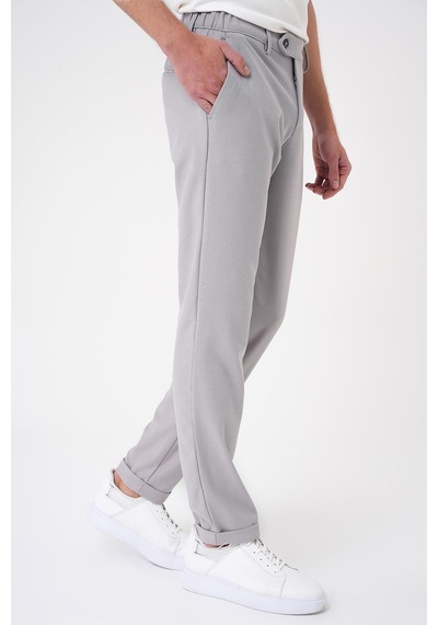 Efor Comfort Fit Beli Lastikli Dokulu Gri Jogger Pantolon P 1186 Gri