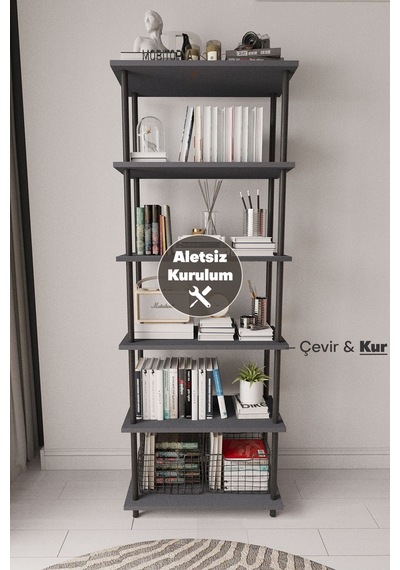 Çevir Kur 65 Cm Antrasit Kitaplık Antrasit