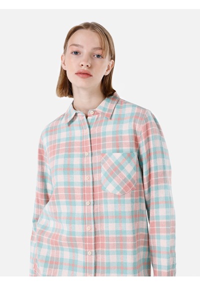 Colin's Colins Regular Fit Shirt Neck Ekoseli Kadın Yeşil Uzun Kol Gömlek Cl1067154 Q1.v1 Mgr Mint Yeşili
