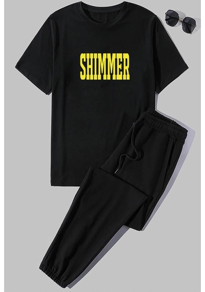 Uyguntarz Unisex Shimmer 2'li Eşofman Takımı Siyah