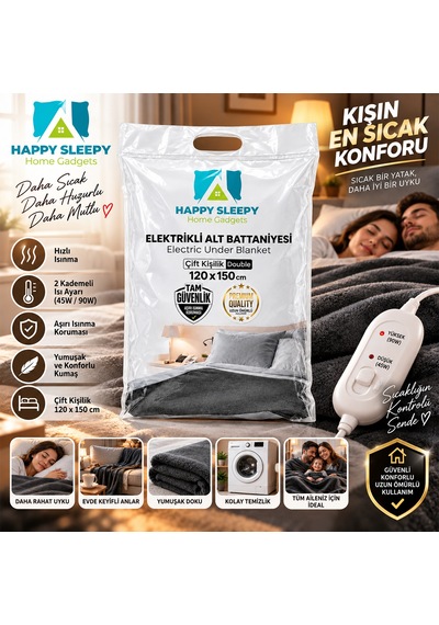 Elektrikli Battaniye Çift Kişilik 120x150 Cm Çok Renkli