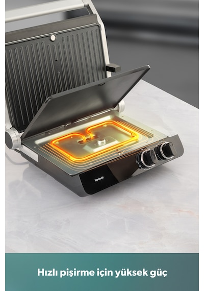 Homend lliant 1342h 3 In 1  Gövde Çift Taraflı Xl Döküm Plaka Tost Ve Izgara Makinesi