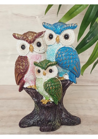 Feng Shui Şans Getiren Baykuş Ailesi Biblo 13 Cm Dekoratif Ev Ofis Hediyesi Lüks Tasarım Obje