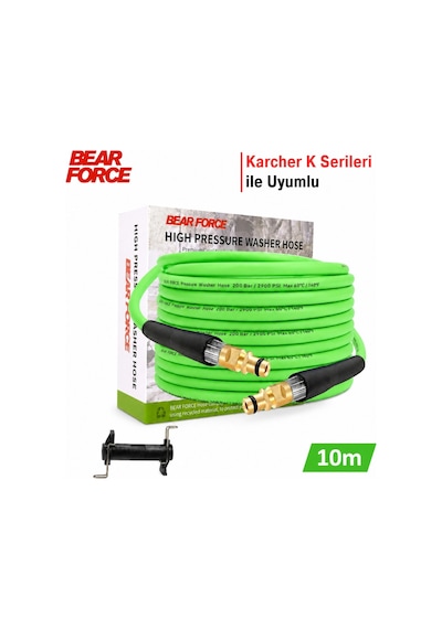 Robeve Bear Force Flexible Hortum Bosch Aquatak Uyumlu 10 Metre Basınçlı Yıkama Hortumu 200 Bar 2900 Psı Ultra Esnek Kırılmaya Dayanıklı Premium Hortum