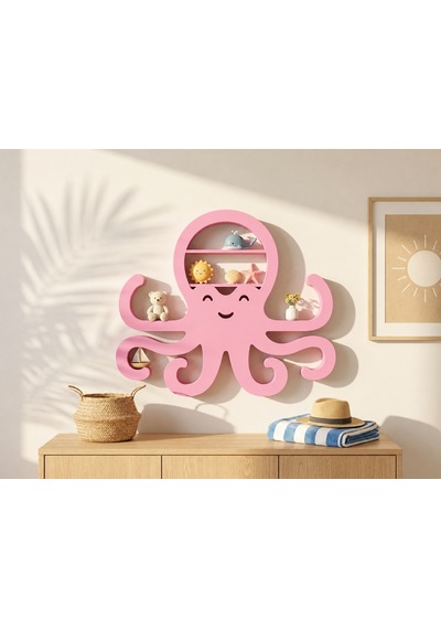 3d Baskı Ahtapot Duvar Rafı - Dekoratif Mini Raf-pembe Renkli