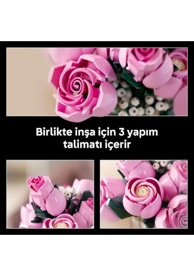 LEGO®  Botanicals Pembe Gül Buketi 10374 - Yetiskinler için 4 Bahar Çiçegi Içeren Dekoratif Çiçek Modeli Yapim Seti (789 Parça)