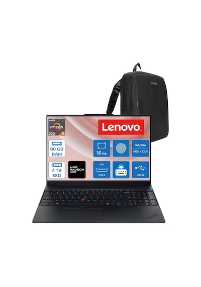 Lenovo ThinkPad E16 Gen 3 21ST0058TXF28 Ryzen 5 220 80 GB 4 TB SSD 16" Free Dos Dizüstü Bilgisayar + Zetta Çanta