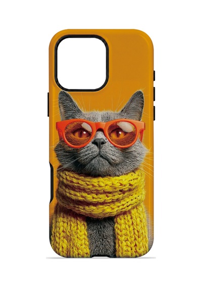 Velvoria Valestra Sari Atkılı Kedi Apple Apple iPhone Uyumlu 16 Pro Max Darbe Korumalı Kılıf Valestra Select - Sari Atkılı Kedi