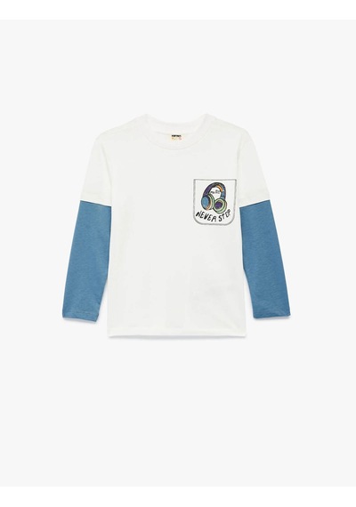 Koton Pamuklu Beyaz Erkek Çocuk Uzun Kollu T-shirt 7wkb10099tk