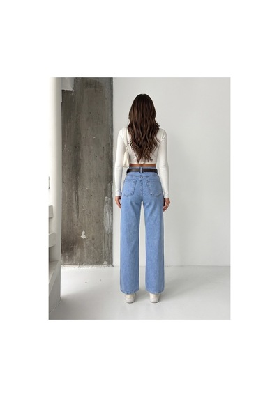 Bluemarlin Buz Kar Likralı Kemerli Tam Kalıp Denim Pantolon Buz Kar